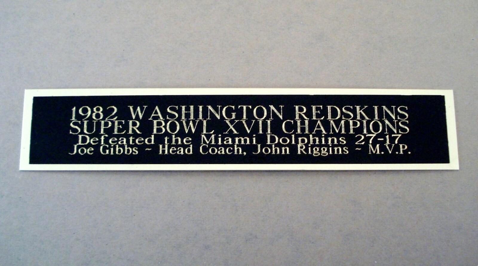 Washington Redskins Football Card Super Bowl 17 Display Case Nameplate 1.5 X 8
