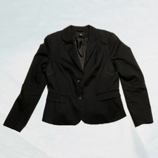 H M Black Single Breasted Blazer Suit Jacket Size 12 Business Casual 