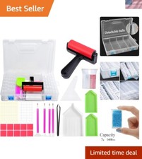 Modern Clear Diamond Embroidery Storage Box with 64 Organizing Compartments