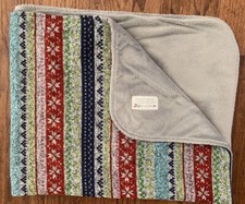Greener Beginnings Baby Blanket Fair Isle Sweater Knit Minky Velour EUC Unisex