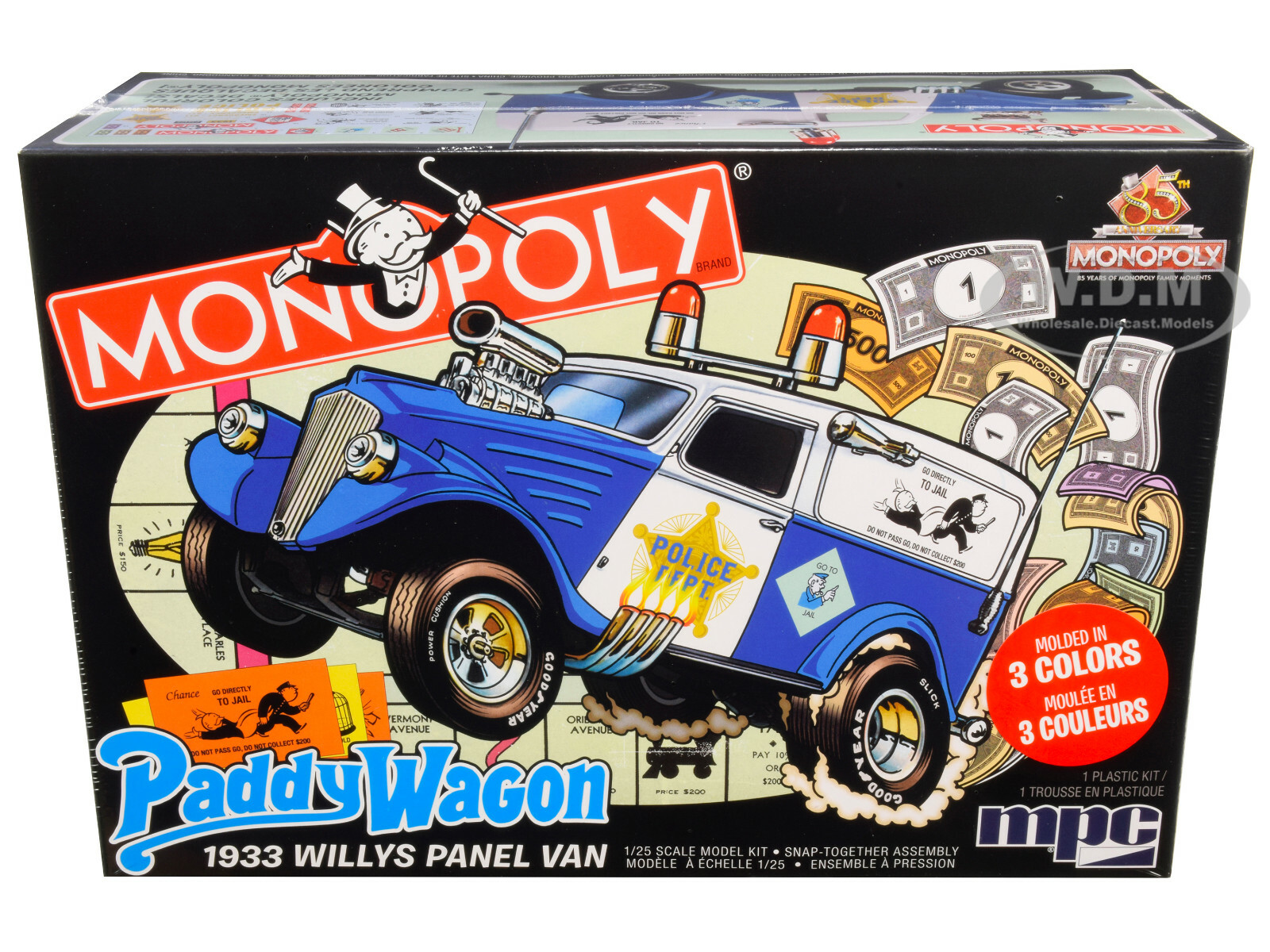 МОДЕЛЬНЫЙ НАБОР SKILL 2 SNAP 1933 ГОДА ВЫПУСКА WILLYS PADDY WAGON POLICE MONOPOLY 1/25 MPC MPC924 M