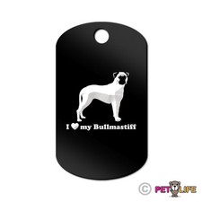 I Love My Bullmastiff Engraved Keychain GI Tag dog Many Colors