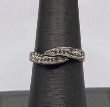 DESIGNER STERLING SILVER RHINESTONES BAND RING SIZE 7