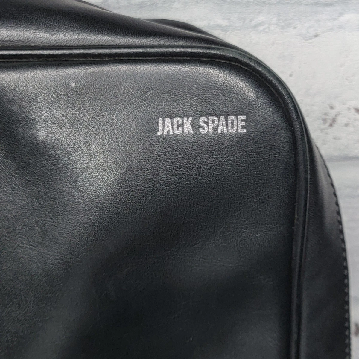 Jack Spade Messenger Bag Black Fulton Leather Briefcase File Laptop w Strap