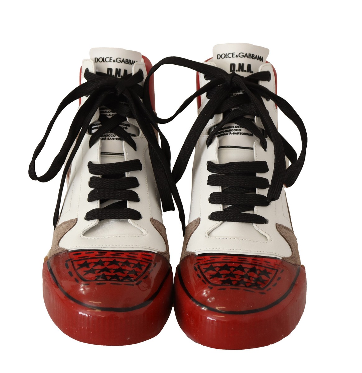 DOLCE & GABBANA Shoes Red White Beige Leather High Tops DOLCE & GABBANA Shoes Red White Beige Leather High Tops