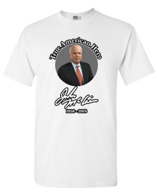True American Hero John McCain Signature 1936-2018 DT Adult T-Shirt Tee
