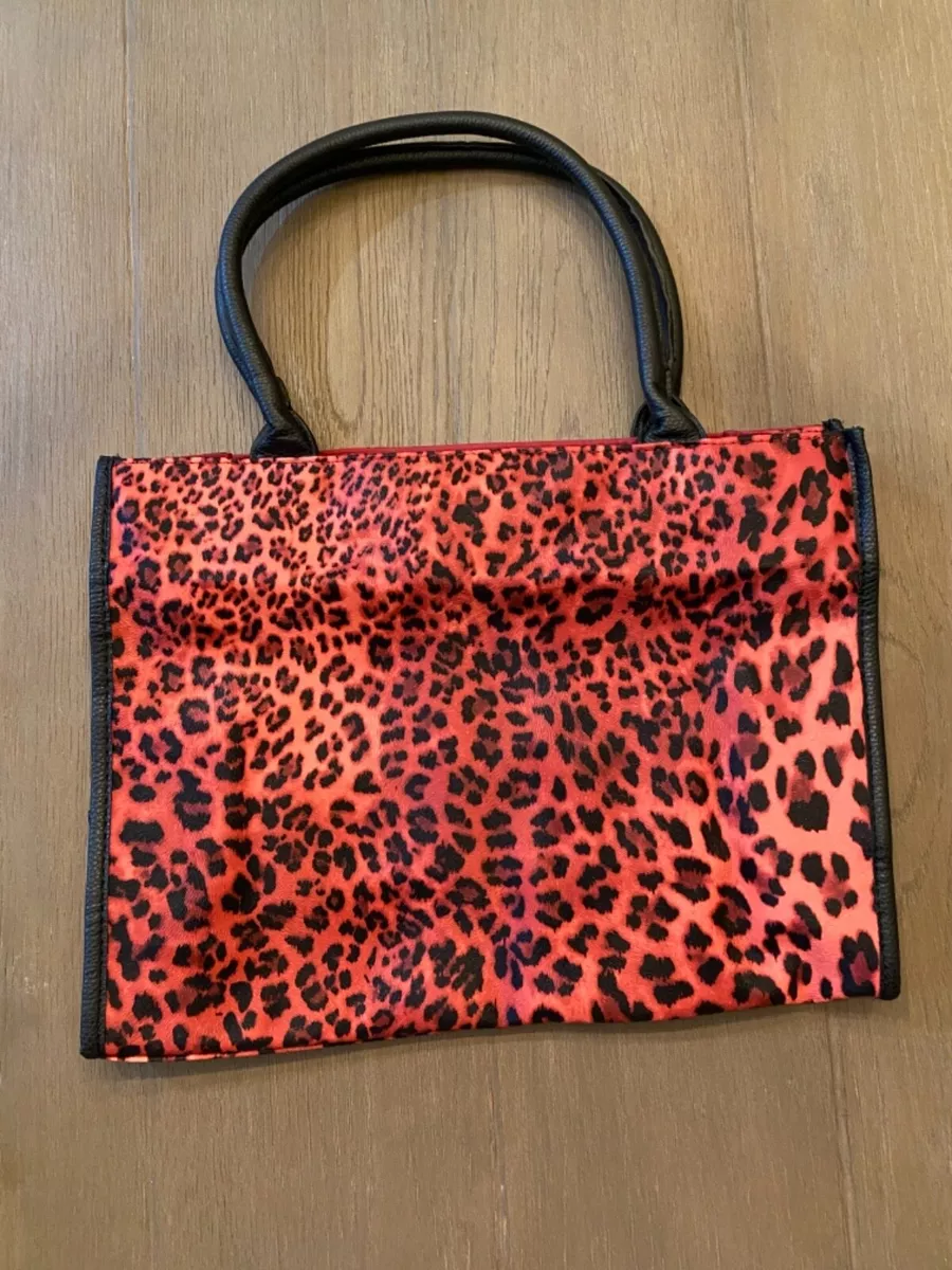 Neiman Marcus Brand Extra Large Tote Bag, RED cheetah/leopard