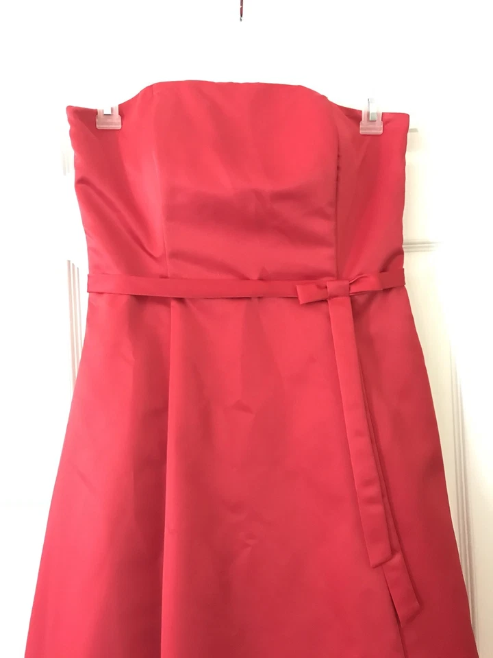 Vestido Fiesta Para Mujer Niñas Sin Tirantes Calce y Acampanado Rojo Tafetán Línea A Talla Grande Foto 2 de 4