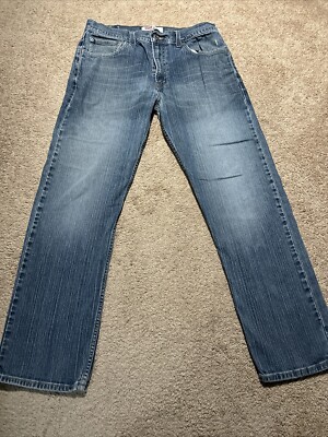Levis 505 Red Tag Straight Fit Blue Acid Washed Blue Jeans Men's Size 34 X 32