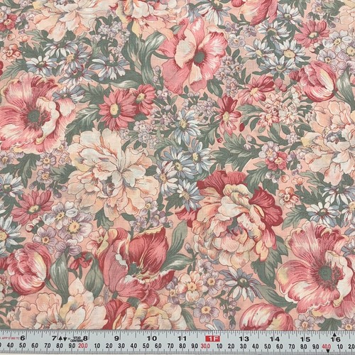Vintage Joan Kessler for Concord Florals on Pink Cotton Remnant 12" x 44"