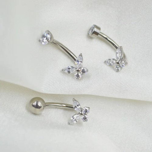 10 Stück G23 Titan Schmetterling Bauchnabel Körperpiercing 14G Kurve Barbells - Bild 6 von 9