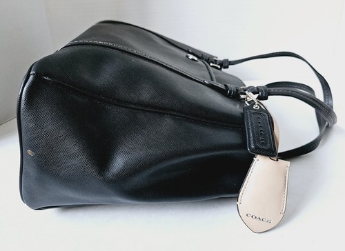 Coach Peyton Jordan Double Zip Carryall Satchel Bag Black Leather 25669 - Picture 11 of 16
