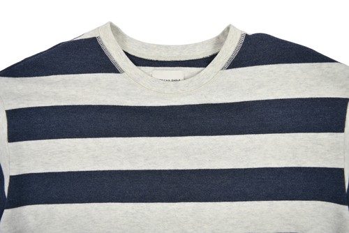 American Eagle gestreiftes kurzärmliges Damen-Sweatshirt mit Kordelzug Größe S - Bild 2 von 12