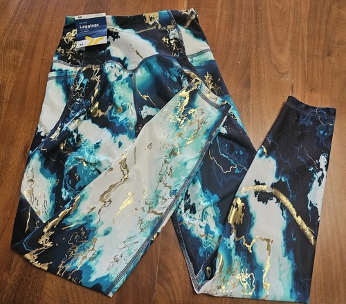 NWT Old Navy Active Girl's Turquoise Gold High-Rise Powersoft 7/8 Ankle Leggings - Picture 2 of 2