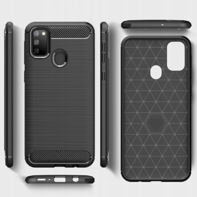 CARBON Case Hülle Schutz Handy Tasche Cover Simple FÜR Samsung Galaxy M21