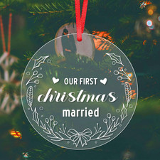 Our First Christmas Married Ornament, Engagement Gifts for Couples Crystal Weddi