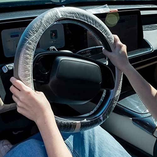 400 Pcs Disposable Car Seat Covers Steering Wheel Covers Gear Selector Covers - Picture 3 of 8