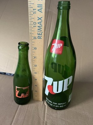 Vintage 7up Bottles Green Set Of 2 12  8  Minnesota