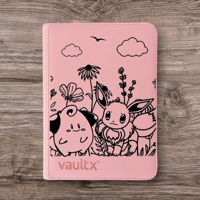 Vault X - 9 Pocket eXo-Tec Zip Binder Ordner - Pink Pokemon Eevee & Cleffa