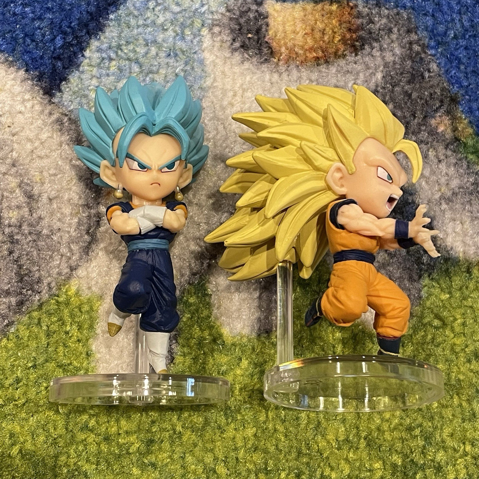 Dragon Ball Z SS3 GOKU & SSB VEGITO Figure Lot Bandai Chibi Masters 3”
