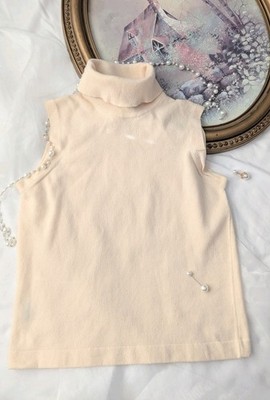 Ballantyne Beige Cashmere Solid Knit Turtleneck Sleeveless Pullover Sweater 40