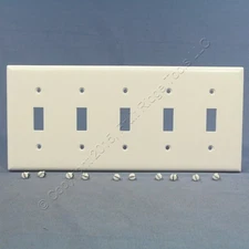 Cooper 2155W White 5-Gang Toggle Light Switch Cover Plastic Thermoset Wallplate