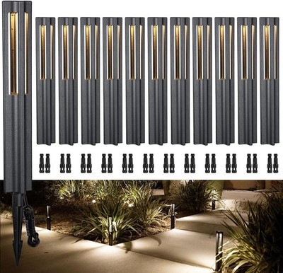LEONLITE 12 Pack Low Voltage Path Lights 3W LED Black