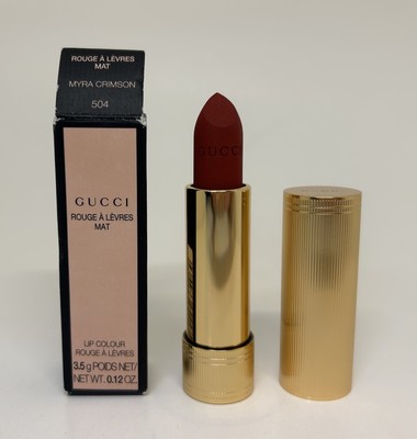 Gucci Rouge A Levres Mat Lipstick Lip Colour Matte 504 Myra Crimson .12 NEW NIB