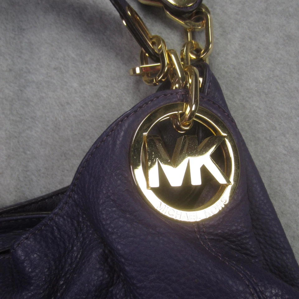 Michael Michael Kors Bag Purple Fulton Iris Hobo Pebbled Leather Shoulder Tote - Image 3 of 4