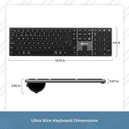 iClever DK06 Bluetooth Keyboard, 4 Device Multi-Device Connection, Full-Size Wi - Photo 9/9