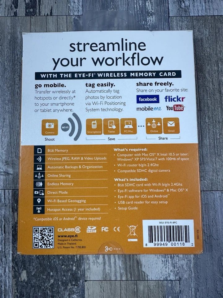 Eye-Fi Pro X2 8GB WiFi SD Card Instant Uploads Geotagging New Factory Sealed - Image 4 of 4