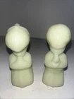 VTG. Fenton  Satin Glass Uranium Praying Girl and Boy Figurines