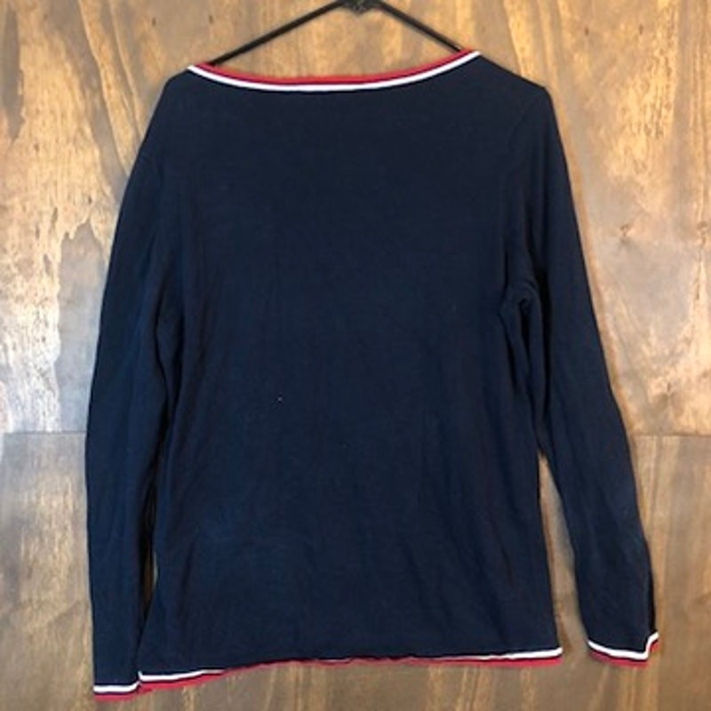 Tommy Hilfiger Womens Sweater Blue Red Striped Boat Neck Long Sleeve Large thumbnail 8
