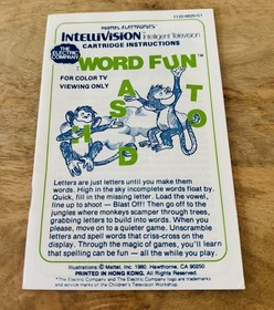 IntelliVision Word Fun The Electric Company 1980 No. 1122 Game Cartridge CIB!!!