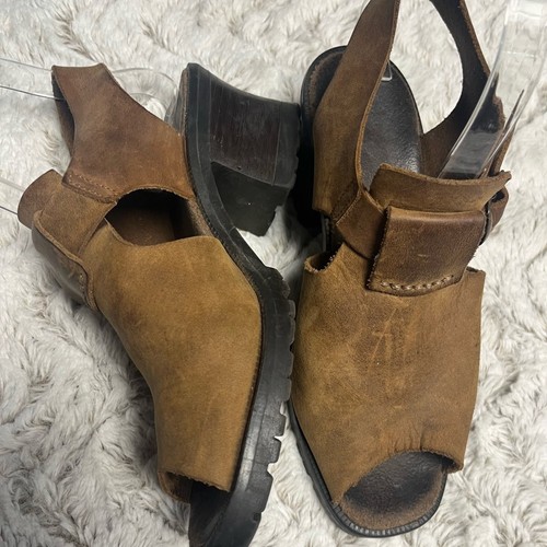 Stivaletto sandalo pelle invecchiata made in Italy western boho vintage taglia 8 - Foto 2 di 7