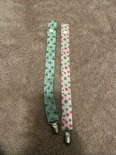 Set Of 2 Green And Pink Pacifier Clips