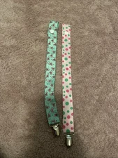 Set Of 2 Green And Pink Pacifier Clips