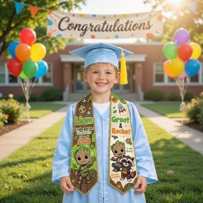 Custom Groot Rocket Graduation Stole, Class Of 2026 Kindergarten Grad Sash