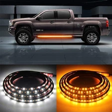 2x 60" Running Board LED Light DRL Side Step Strip Bar Amber White Turn Signal E