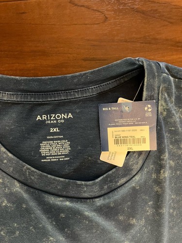 NUEVO CON ETIQUETAS Arizona Jean Co. Camiseta Azul Ala Verde Azulado Camiseta Cuadrada Para Hombres Talla 2XL Grande y Alta - Imagen 3 de 14