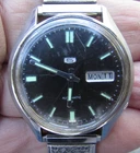 Nice Vintage Seiko 5 Automatic Black Dial Men's Watch 36.7 mm 6309-8230