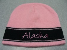 ALASKA - Pink and Navy Blue - Child Size Stocking Cap Beanie Hat