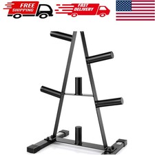 500 lb Capacity Olympic Plate Storage Rack with Rubber Base for Floor Protection