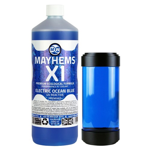 Mayhems - PC Coolant - X1 Premix - Eco Series, UV, 1 Litre, Electric Ocean Blue - Picture 1 of 3