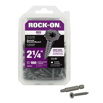 Rock-On 23321#9 by 2-1/4'' Serrated Head Star Drive Cement Board Screws (100 P...