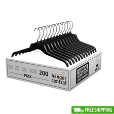 Heavy-Duty Recycled Plastic Hangers Swivel Hook Non-Slip Design 200 Pack New