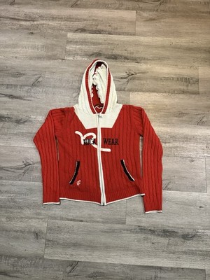 Y2K Woman's Roca Wear Red/White Zippered Sweater Size Large (Fast Shipping)