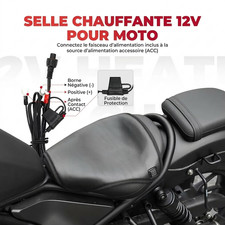 Coussin Chauffant Moto 12v -Selle Confort Hiver - 3 Niveaux de Chaleur - Cuir PU