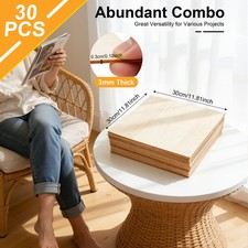 30 Pack Basswood Sheets Plywood Board 1/8 Inch Unfinished Wood Boards for Crafts