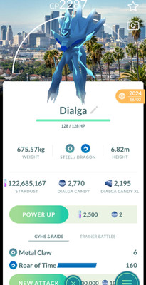 Pokemon Trade Go - Origin Dialga - Los Angeles Background - 2024 - Roar of Time